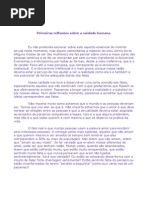 Primeiras reflexões sobre a vaidade humana.