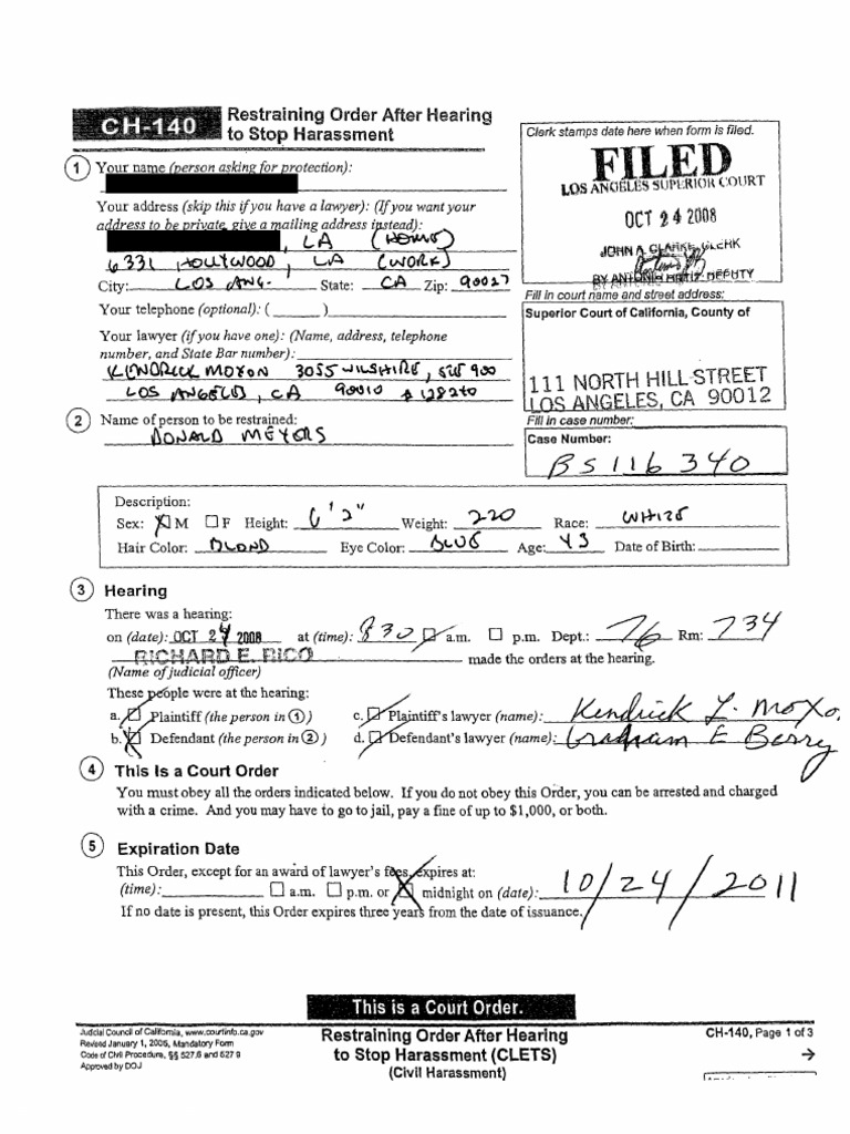 Myers Restraining Order | PDF | Restraining Order | Police