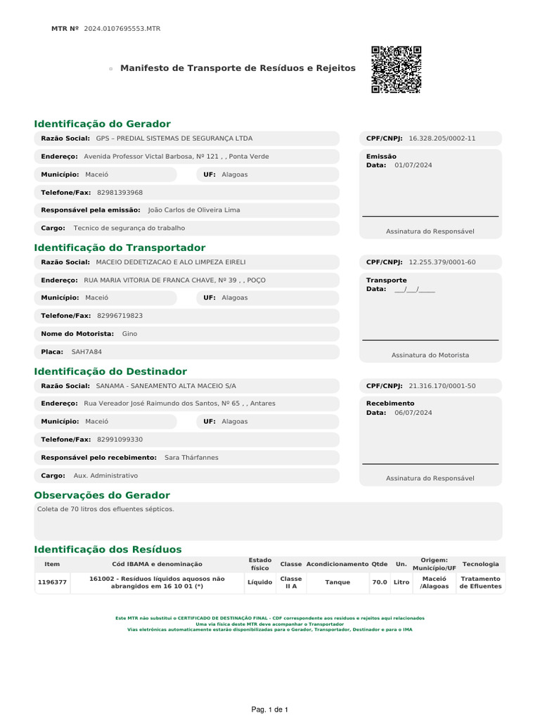MTR de Transporte de Resíduos em Alagoas | PDF | Poluição