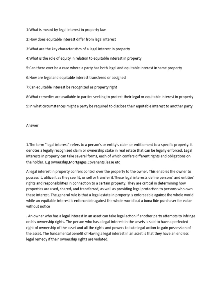 What Is Legal And Equitable Interest