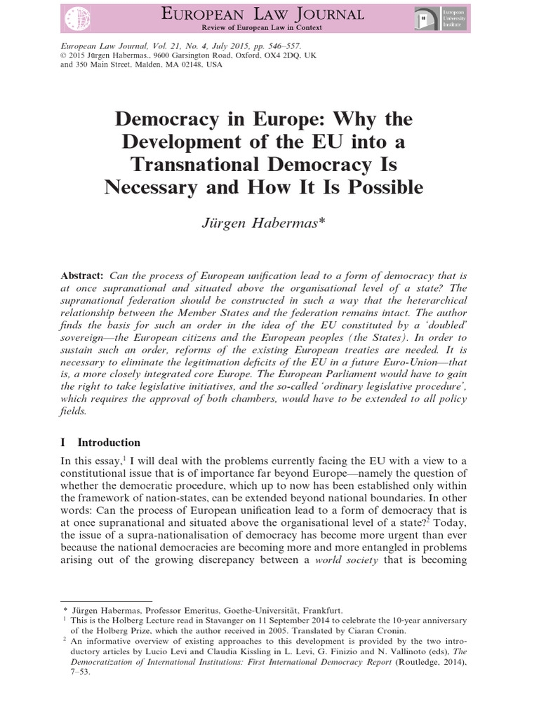 Transnational Democracy in the EU | PDF | European Union | Democracy