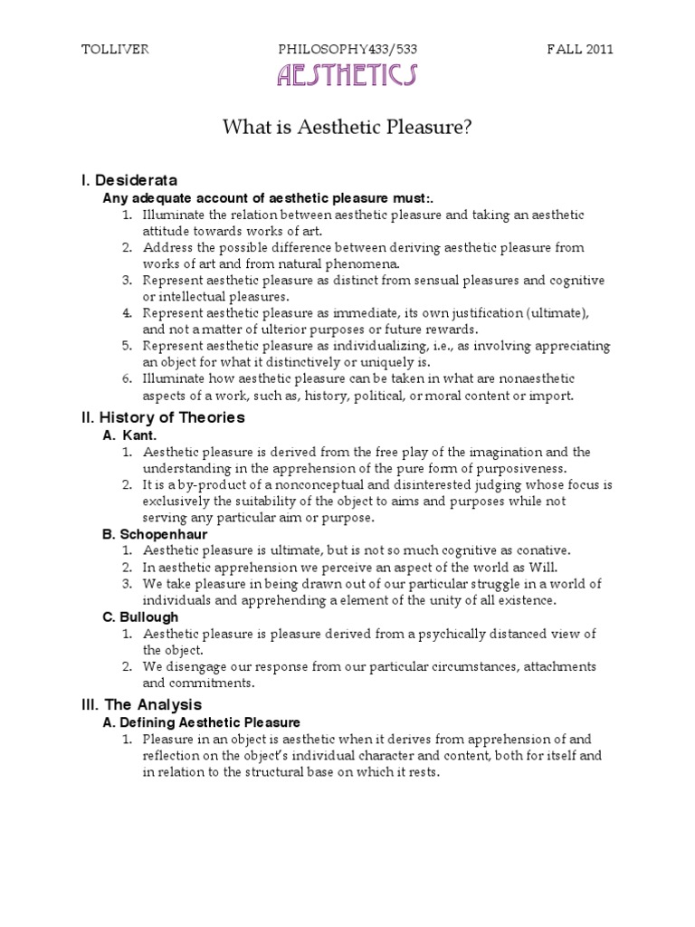 What Is Aesthetic PleasureValue PDF Aesthetics Pleasure