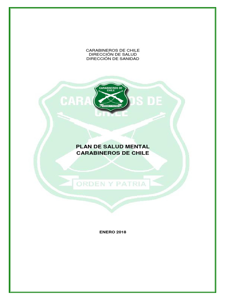 Plan de Salud Mental Carabineros Chile | PDF | Salud mental | Psicoterapia