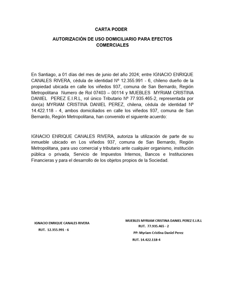 Carta Autorizacion Uso Comercial | PDF