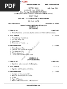 BSC Nursing Question Paper