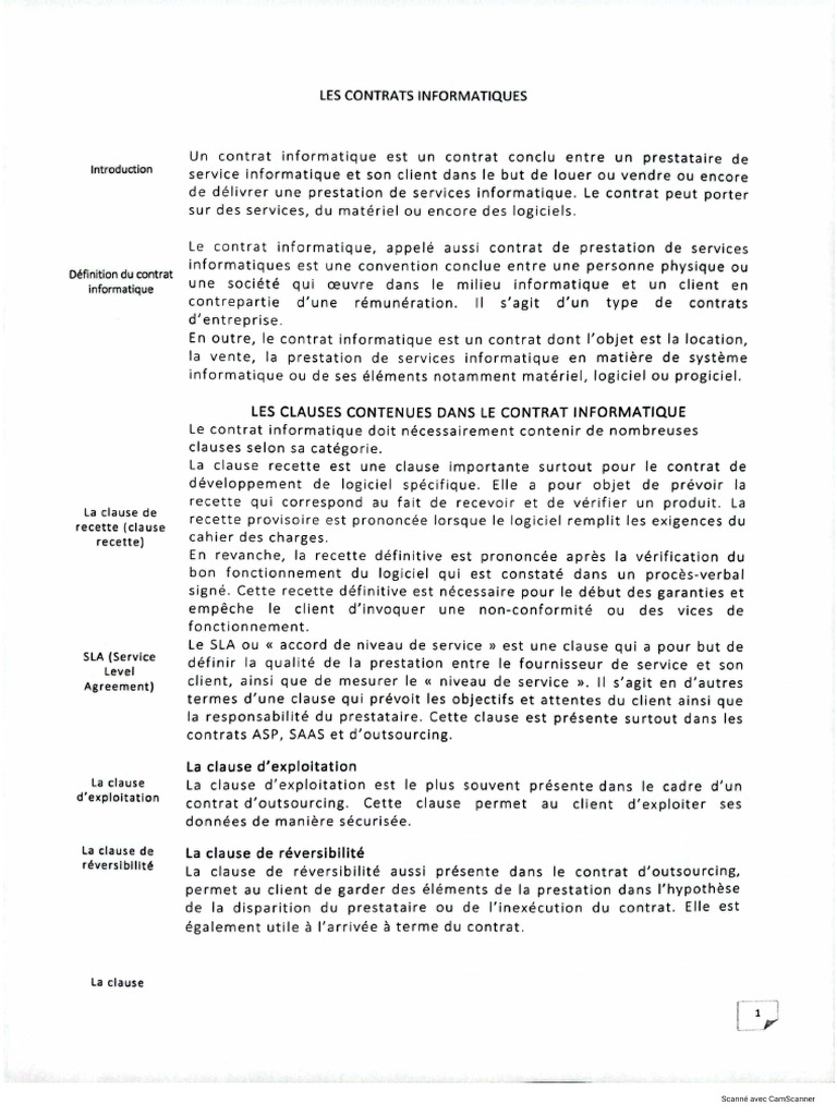 Les Contrats Informatiques | PDF