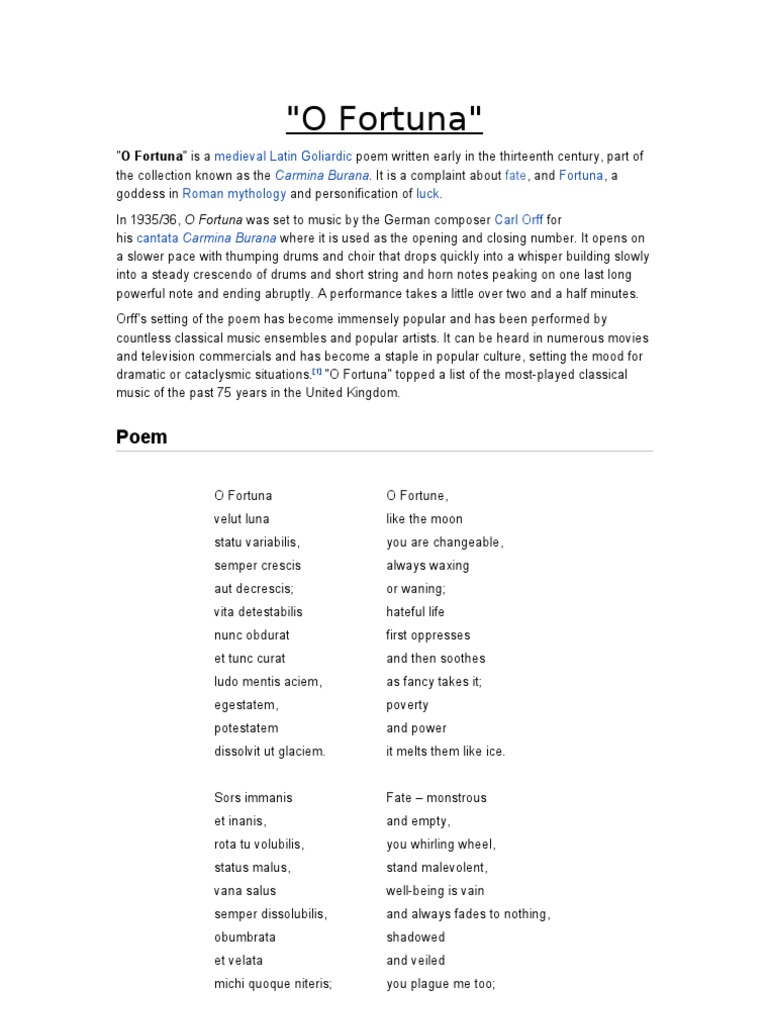 O Fortuna PDF