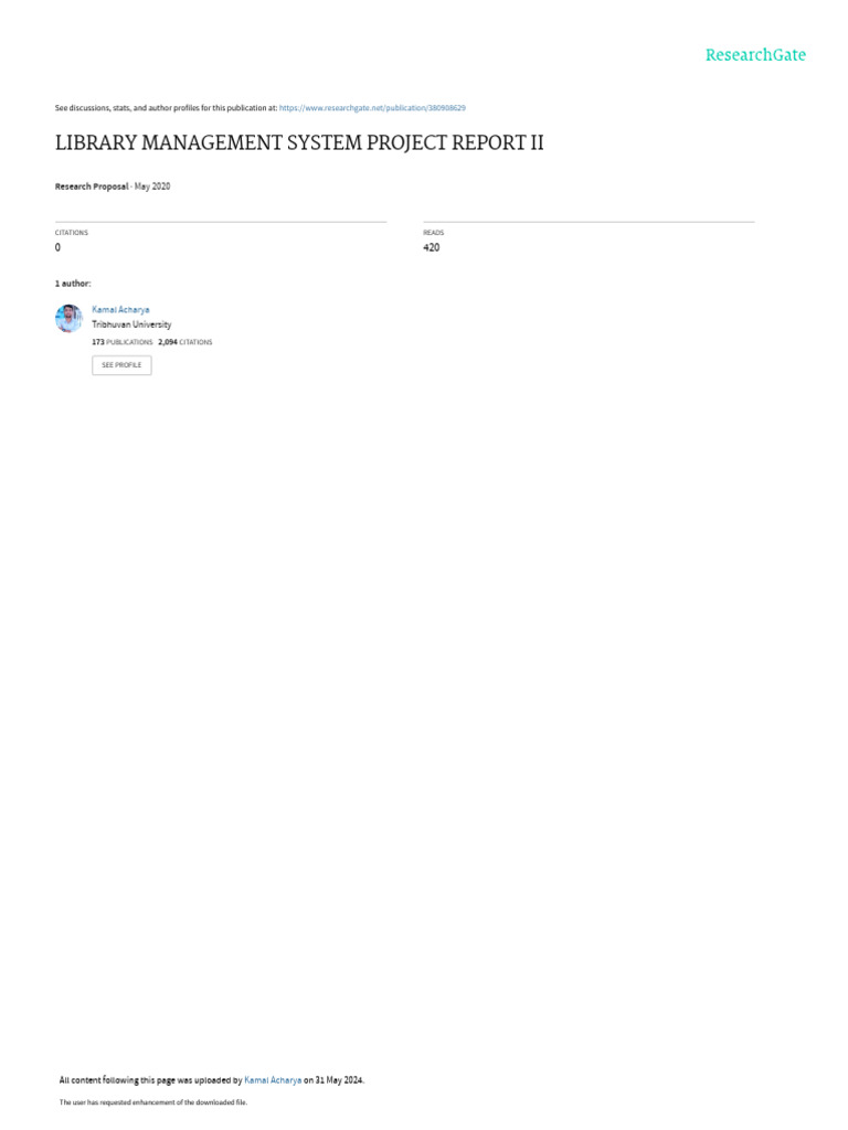 Librarymanagementsystemprojectreport II | PDF | Microsoft Sql Server ...
