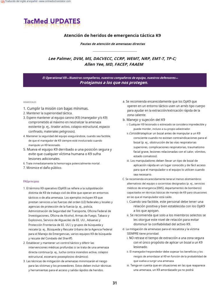 Tecc K9 Español | PDF | Reanimación cardiopulmonar | Medicina CLINICA