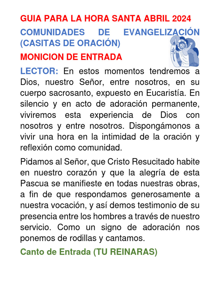 Hora Santa Abril 2024 | PDF | eucaristía | La resurrección de Jesús