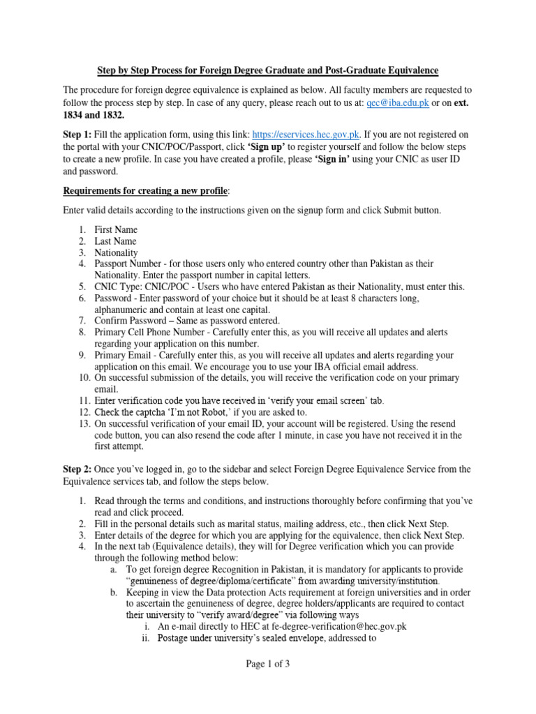 Foreign Degree Equivalence Process Guide | PDF | Business | Finance ...