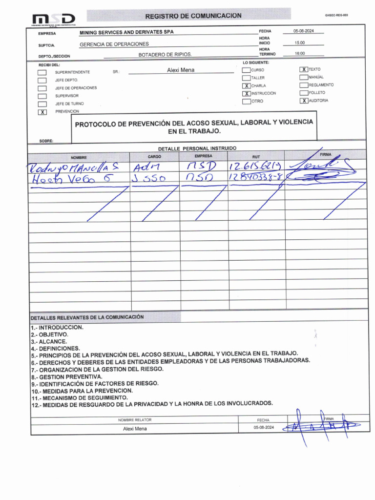 Protocolo de Prevencion Del Acoso Sexual, Laboral y Violencia en El ...