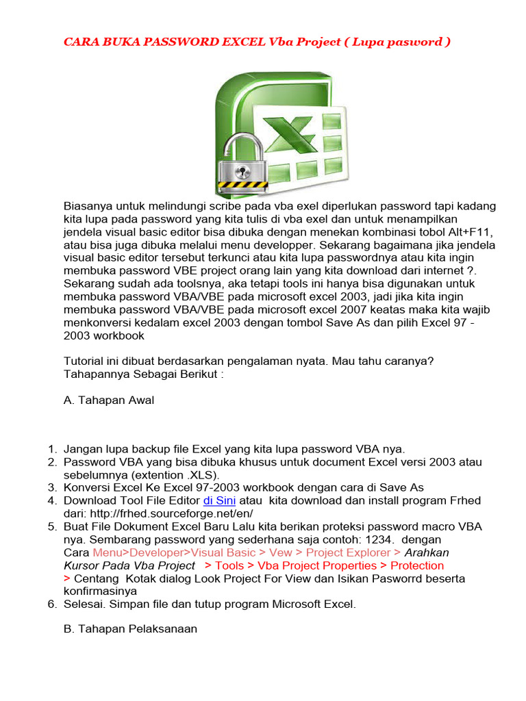 CARA Hack BUKA PASSWORD EXCEL Vba Project PDF