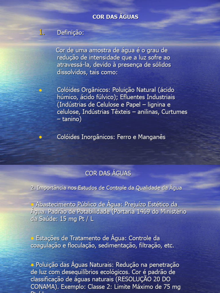 Análise da Cor e Turbidez da Água | PDF | Águas residuais | Qualidade ...