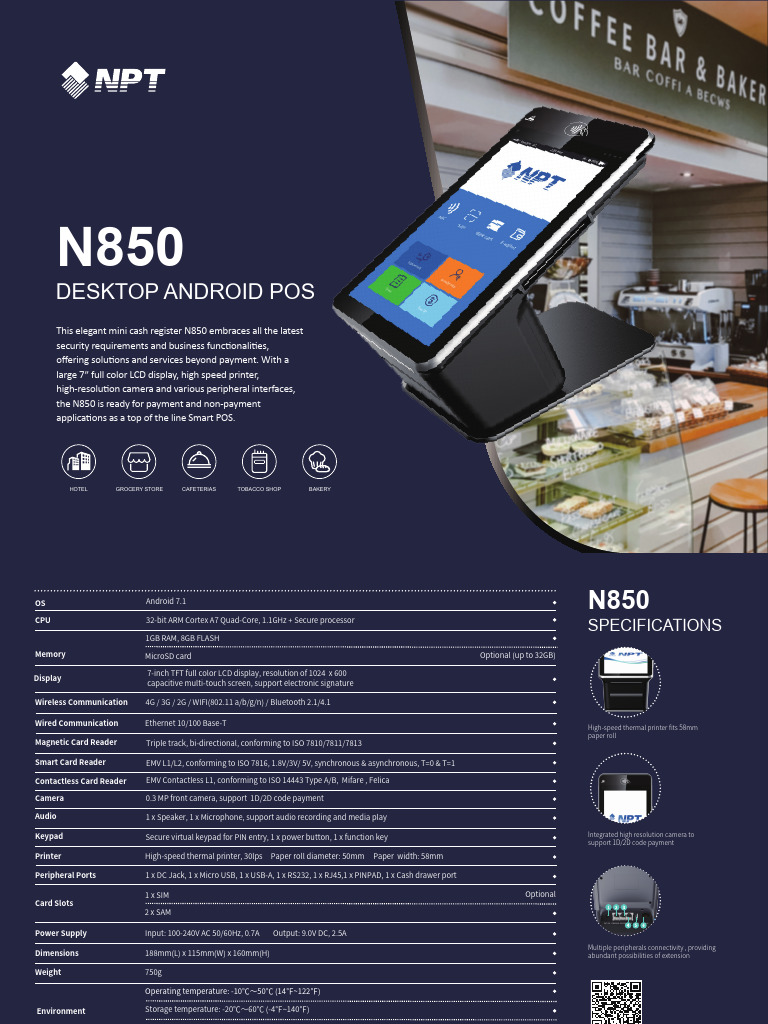 N850 Smart POS for Retail Applications | PDF | Emv | Usb