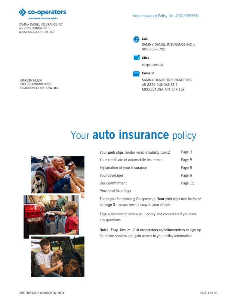 Auto Insurance Policy Overview 2023 | PDF | Insurance | Deductible