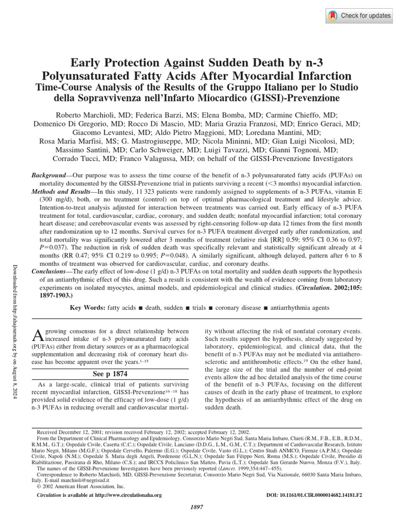 Marchioli Et Al 2002 Early Protection Against Sudden Death by N 3 ...
