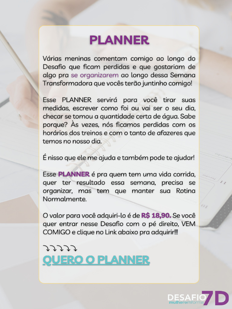 Desafio 7 Dias Planner Pdf