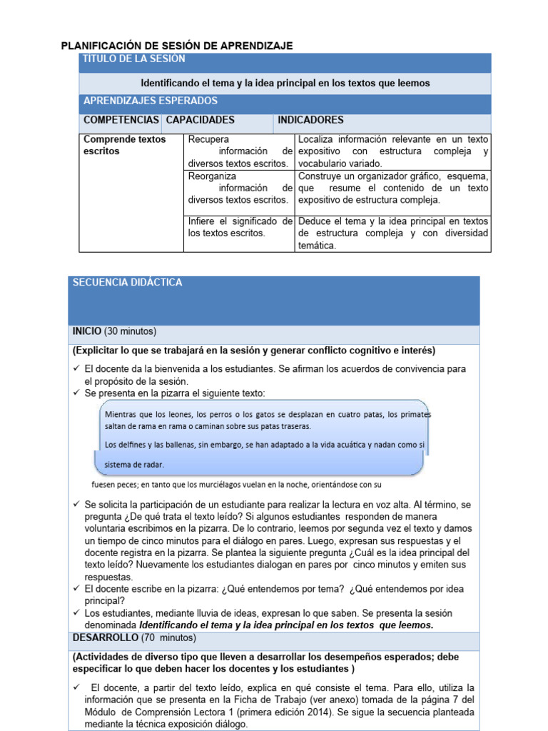 Como Identificar El Tema de Un Texto 16-04 Sesion Comunicacion | PDF ...