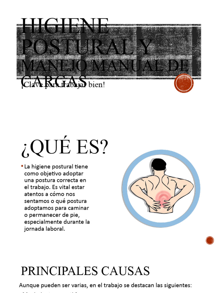 Higiene Postural y Manejo de Cargas | PDF | Dolor lumbar