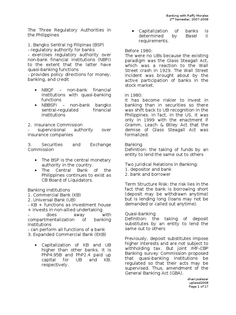 Banking Notes PDF Loans Banks