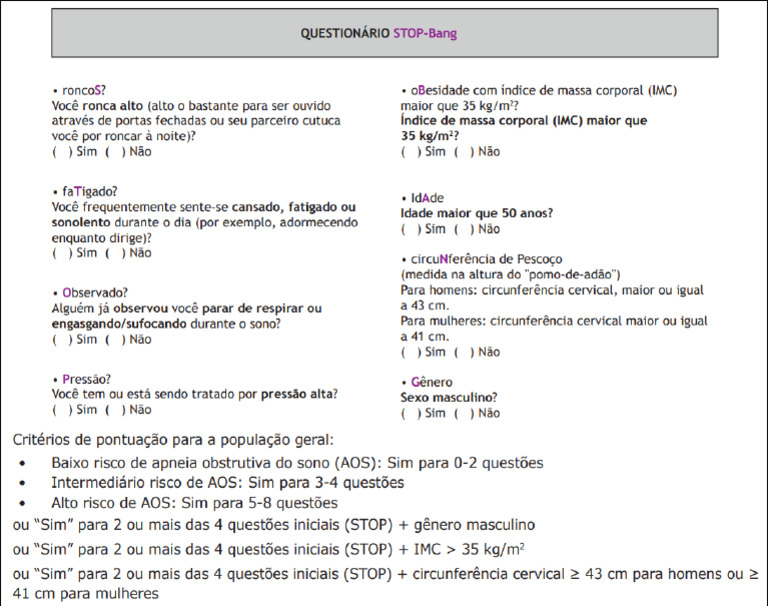 Questionario Stop Bang | PDF