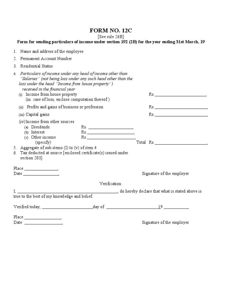 Form 12C: Income Particulars Submission | PDF | Law