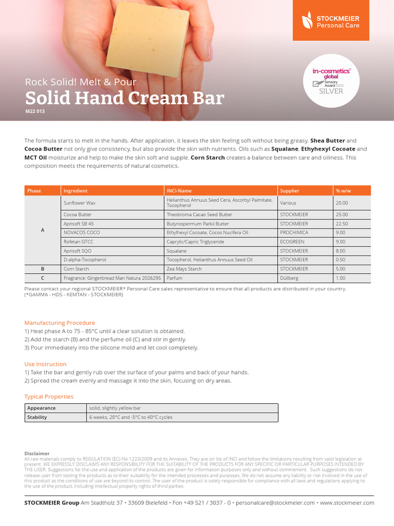 DIY Solid Hand Cream Bar Recipe | PDF