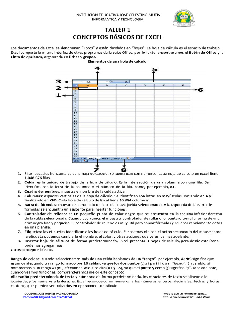 Conceptos Básicos de Excel en Taller | PDF | Hoja de cálculo ...