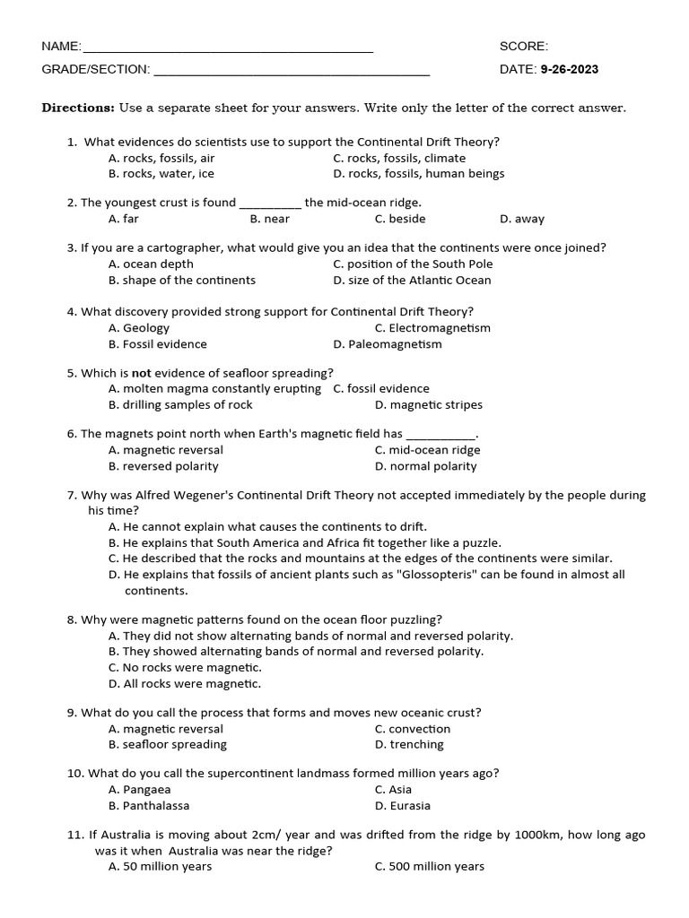 Activity 5 | PDF | Plate Tectonics | Continent