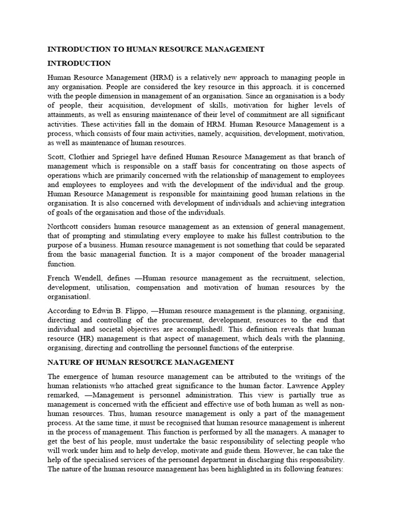 Introduction to Human Resource Management | PDF | Human Resources ...