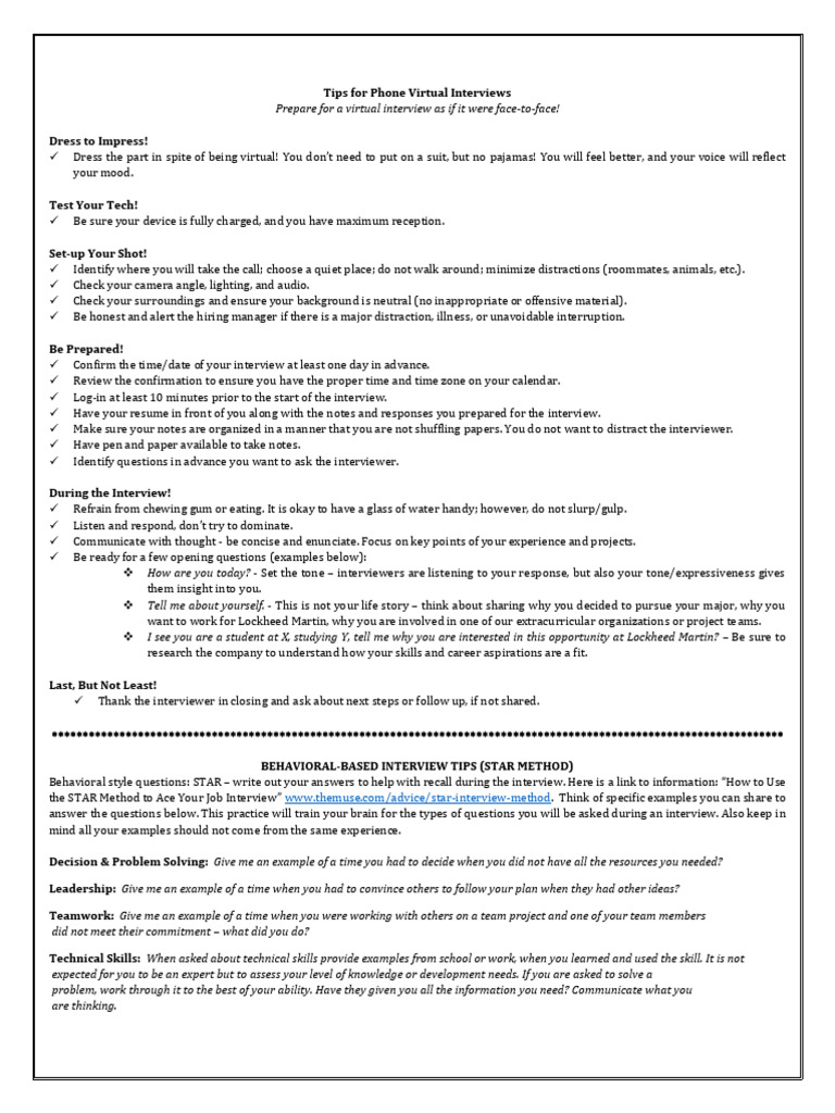 Virtual Interview Tips 2021 | PDF | Job Interview | Human Communication