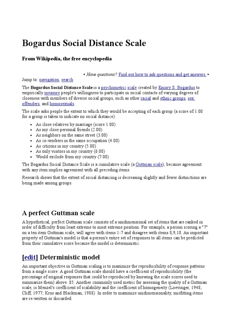 Bogardus Dan Guttman Scale | PDF | Attitude (Psychology) | Behavioural ...