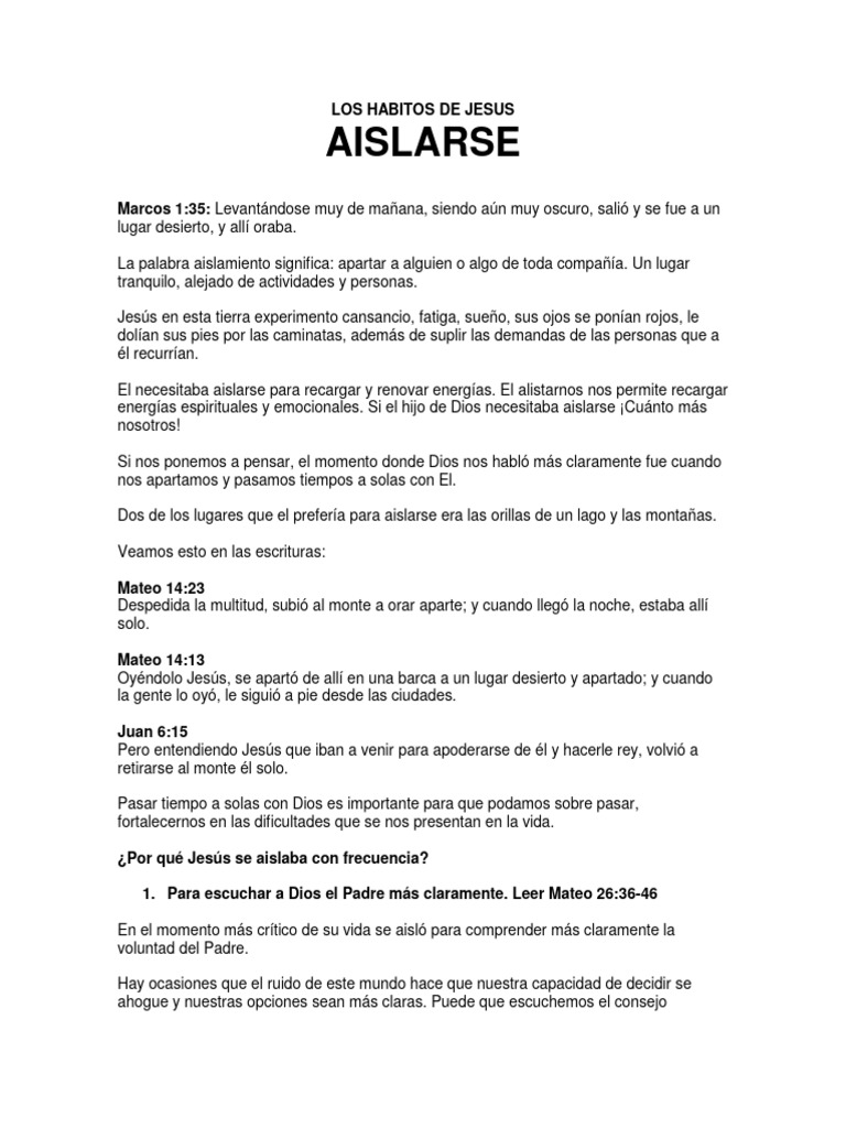 Los Habitos de Jesus Aislarse | PDF | Oración | Jesús