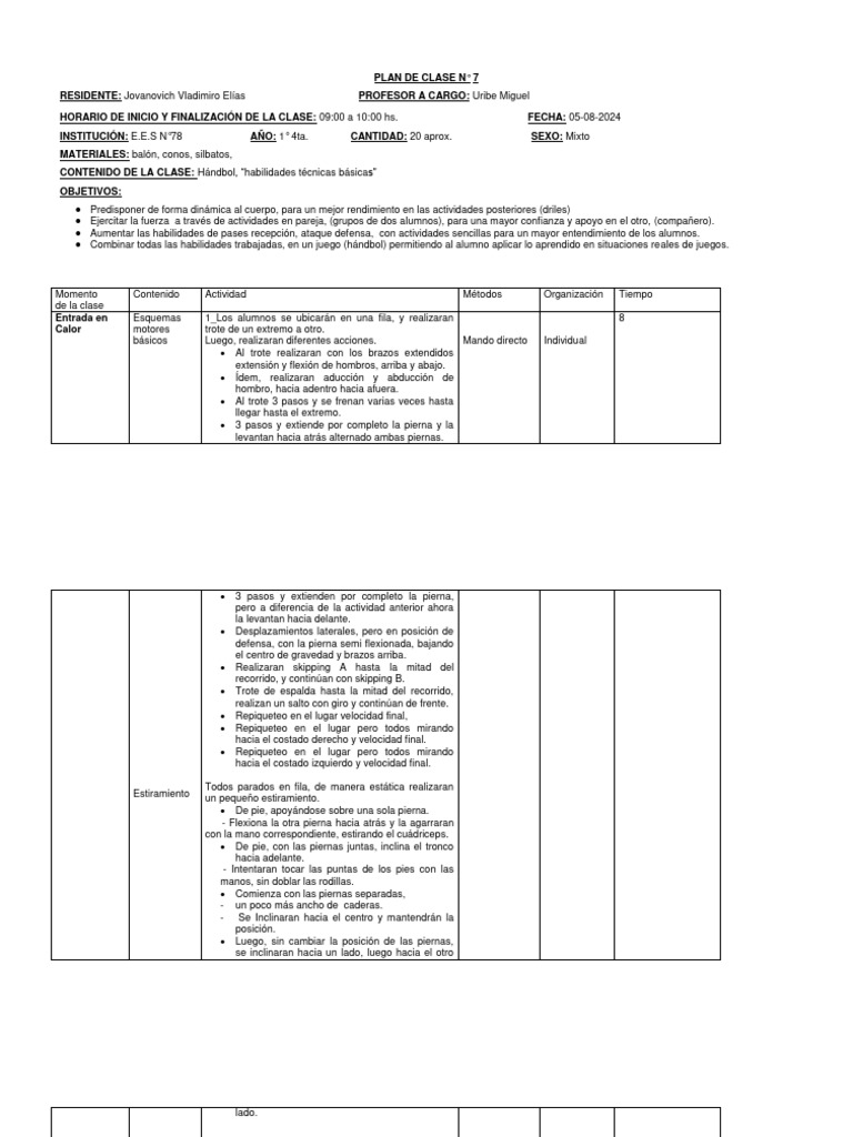 Plan de Clase N 7 Secundario. | PDF