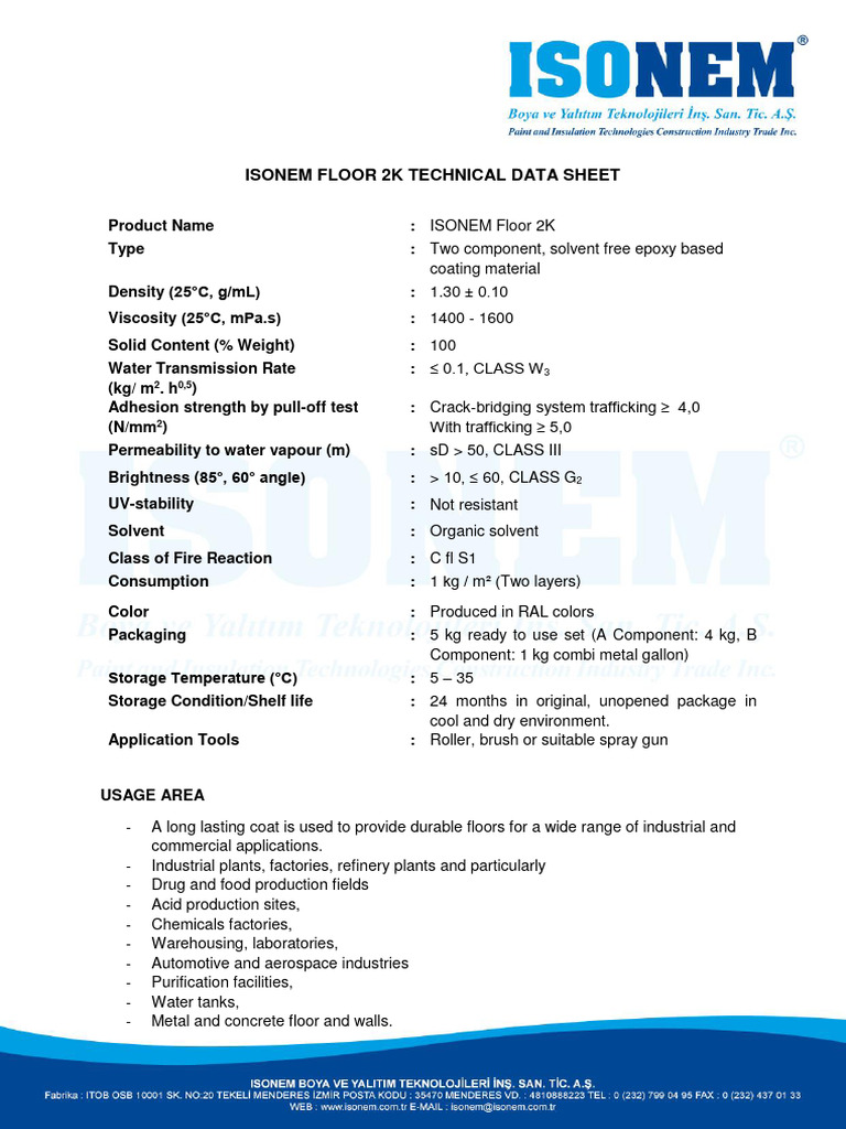 TDS - Isonem Floor 2K | PDF | Epoxy | Concrete