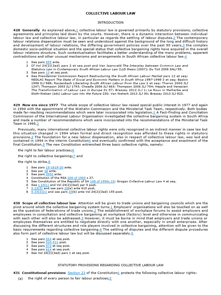 Lawsa Collective Labour Law Pdf Trade Union Employment