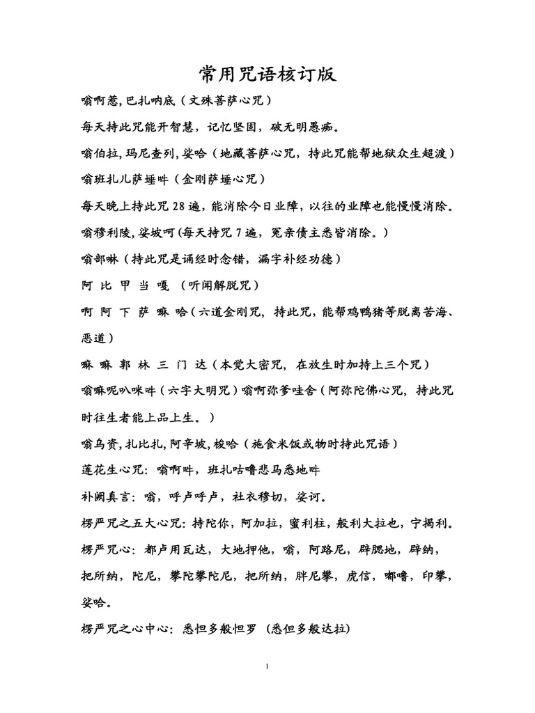 常用咒语 | PDF