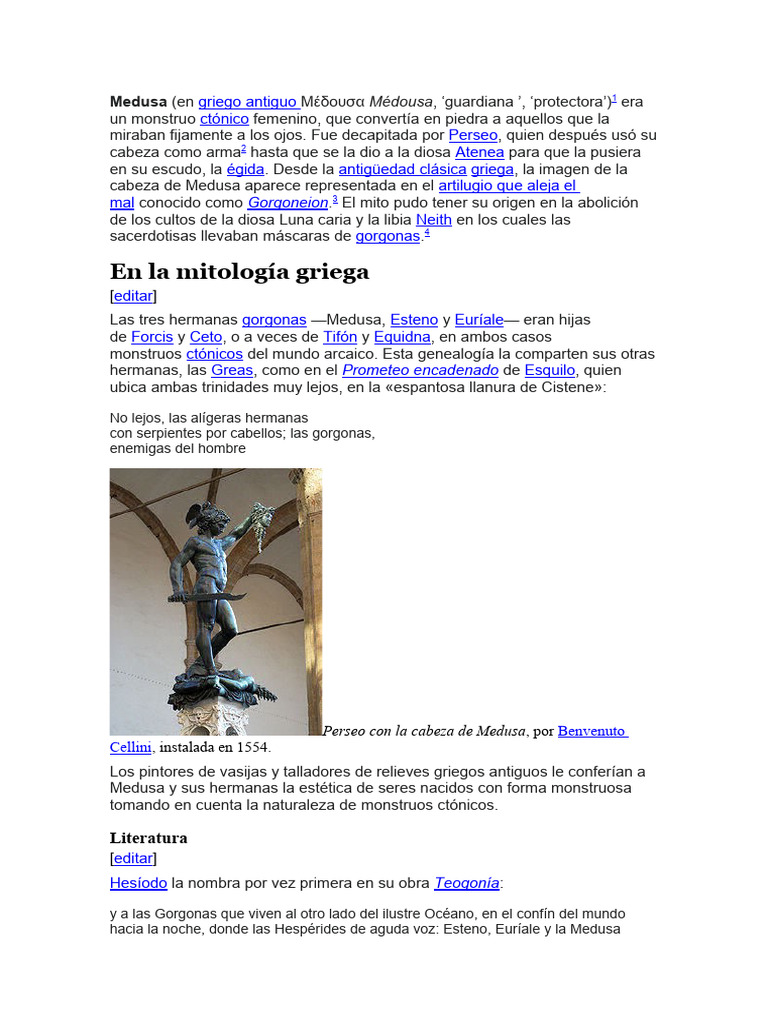 Medusa Pdf Medusa Deidades Griegas