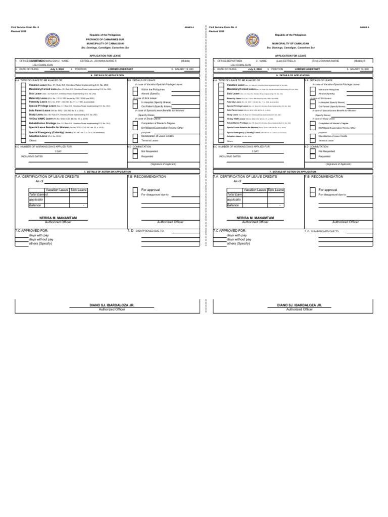 Leave Application Form Guidelines | PDF | Justice | Crime & Violence