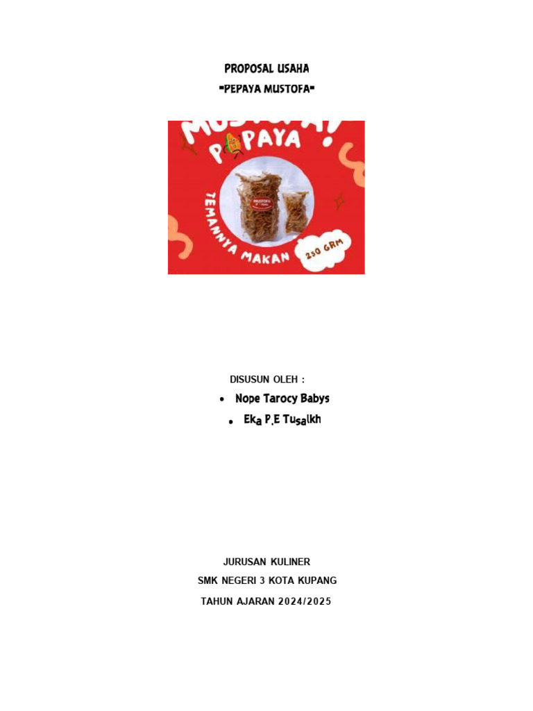 Proposal Usaha | PDF | Memasak, Makanan, & Anggur | Kesehatan Holistik