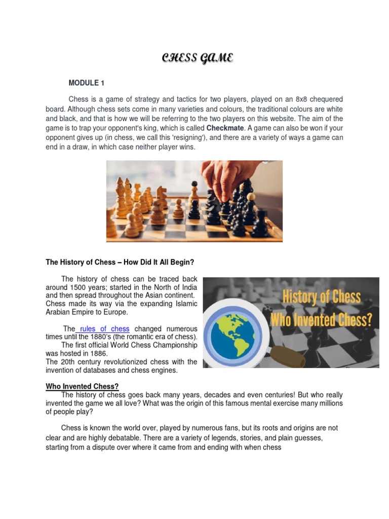 Module 1 Chess Game | PDF | Chess | Traditional Games