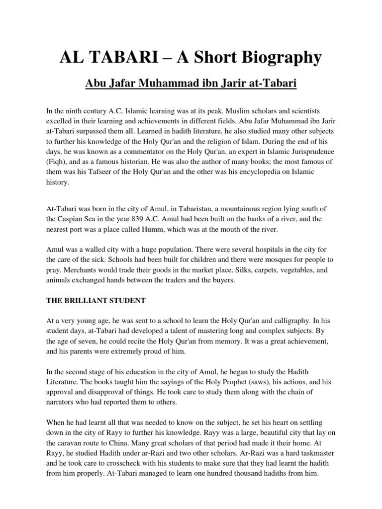 Al-Tabari: Scholar and Historian | PDF | Hadith | Quran