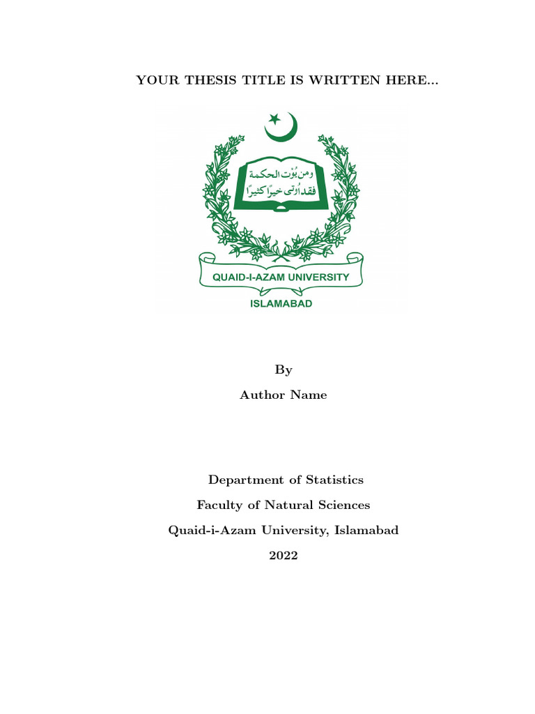 QAU M.Phil Statistics Thesis Template | PDF | Bias Of An Estimator | Thesis