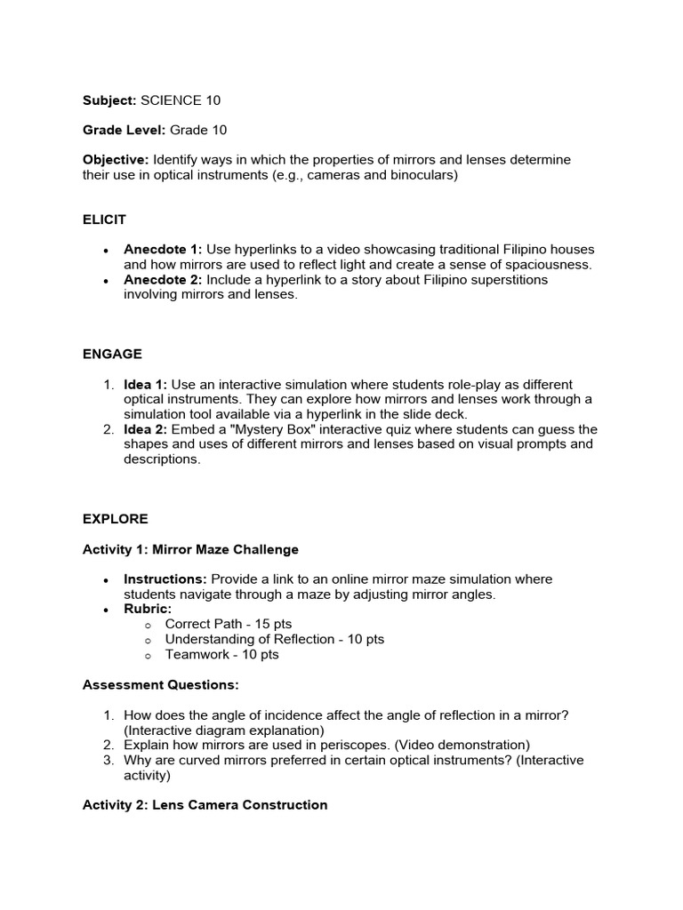 Mirrors and Lenses in Optical Instruments | PDF | Optics | Mirror