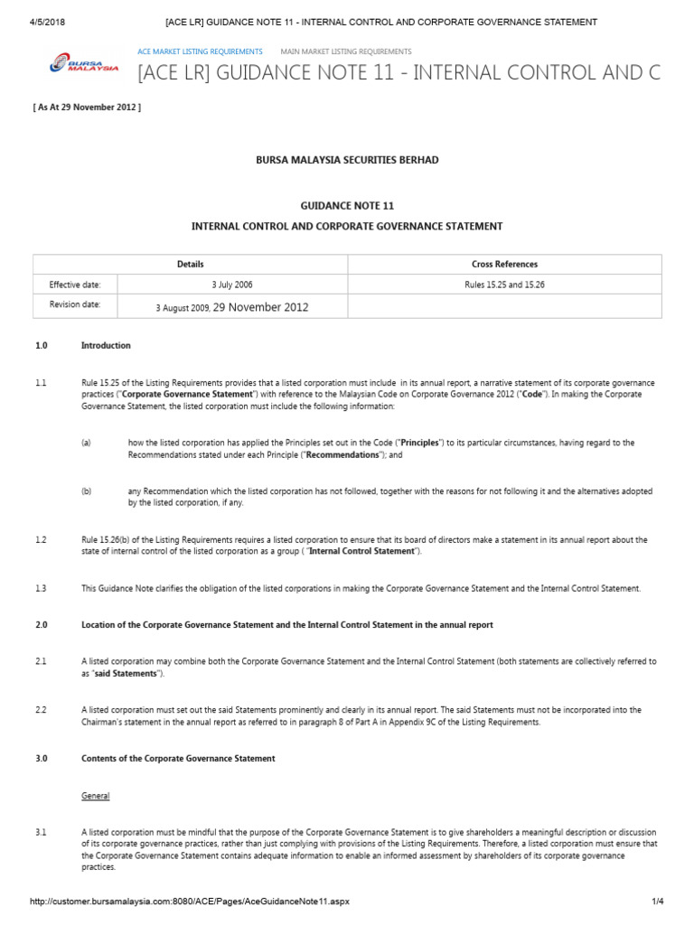 GN 11 AMLR - IC & GC Statement | PDF | Internal Control | Corporate ...