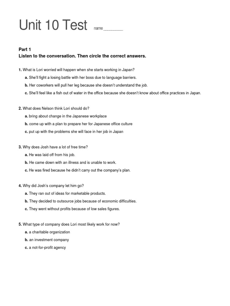 Summit 2B Test Unit 10 (WWW - Languagecentre.ir) | PDF | Accent ...