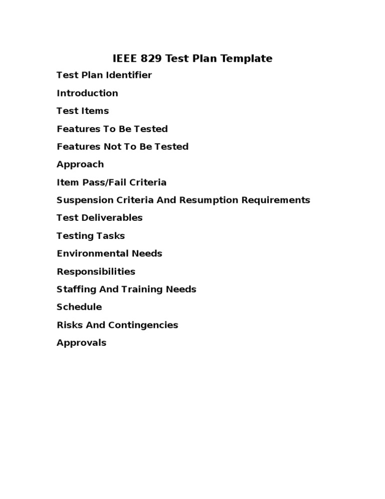IEEE 829 Test Plan Overview | PDF | Business