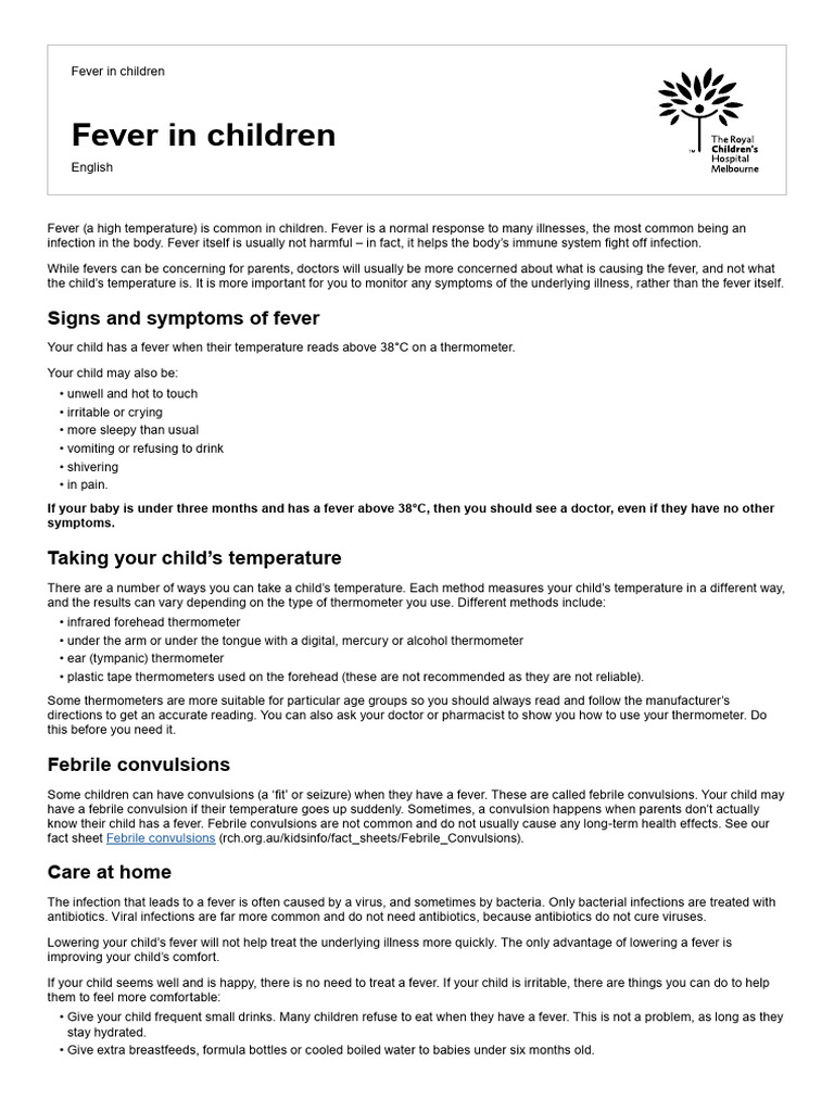 English fever in children pdf fever thermometer