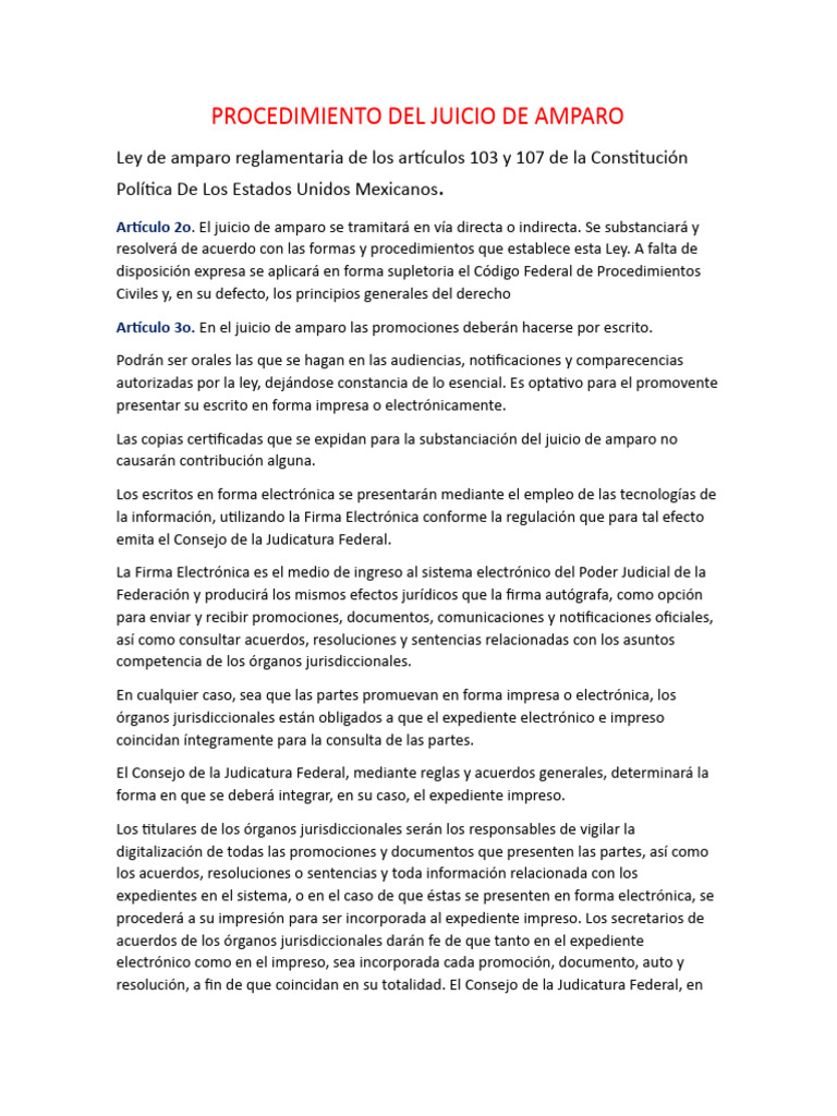 Procedimiento Del Juicio de Amparo | PDF | Judicaturas | Juez